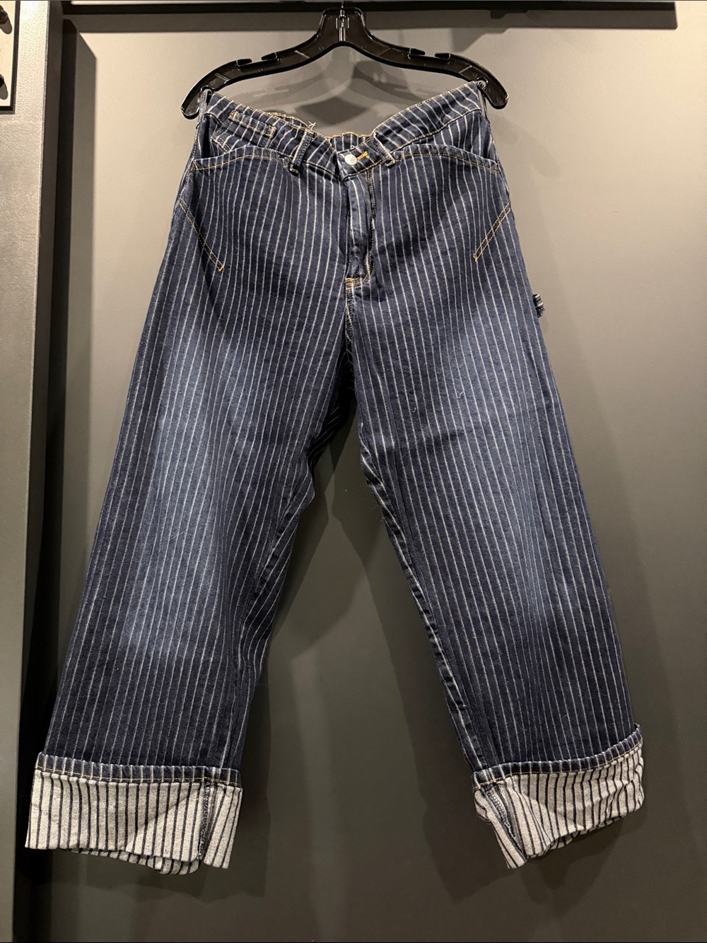 Navy Pinstripe Cropped Jeans - Pilcro